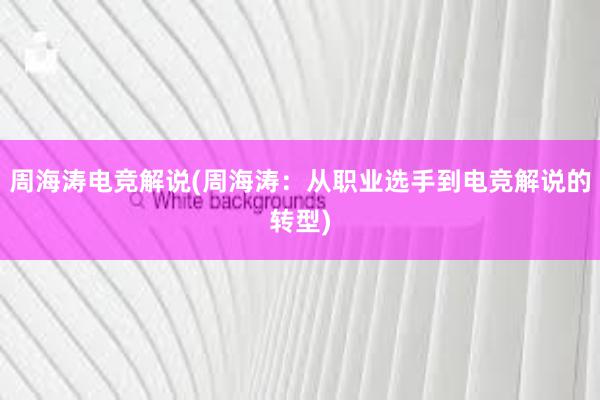 周海涛电竞解说(周海涛：从职业选手到电竞解说的转型)