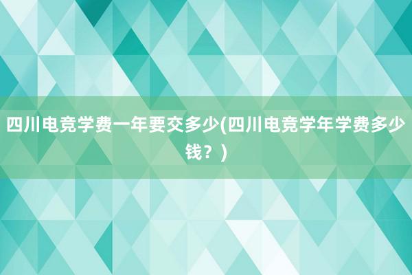 四川电竞学费一年要交多少(四川电竞学年学费多少钱？)