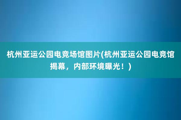 杭州亚运公园电竞场馆图片(杭州亚运公园电竞馆揭幕，内部环境曝光！)