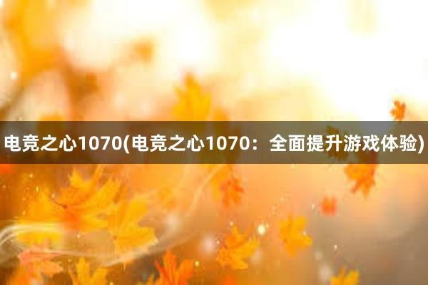 电竞之心1070(电竞之心1070：全面提升游戏体验)