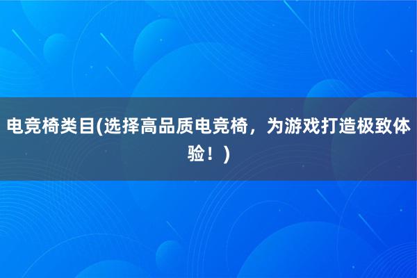 电竞椅类目(选择高品质电竞椅，为游戏打造极致体验！)