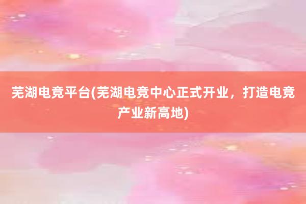 芜湖电竞平台(芜湖电竞中心正式开业，打造电竞产业新高地)