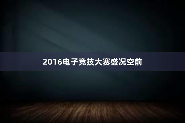 2016电子竞技大赛盛况空前