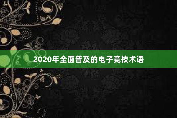 2020年全面普及的电子竞技术语