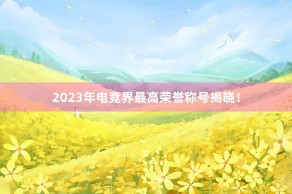 2023年电竞界最高荣誉称号揭晓！