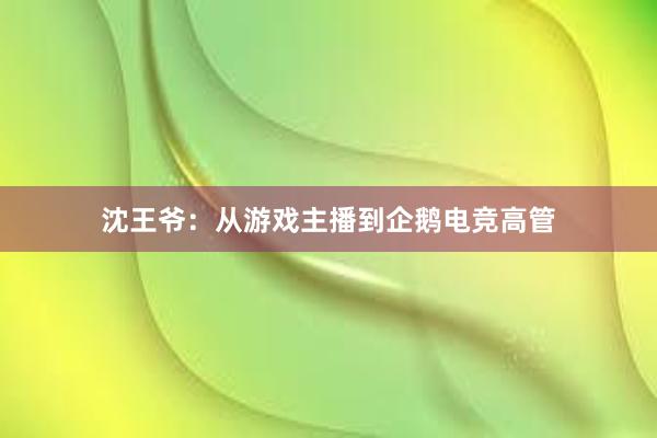 沈王爷：从游戏主播到企鹅电竞高管