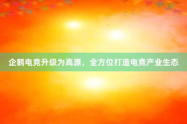 企鹅电竞升级为高源，全方位打造电竞产业生态