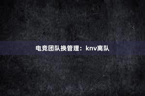 电竞团队换管理：knv离队